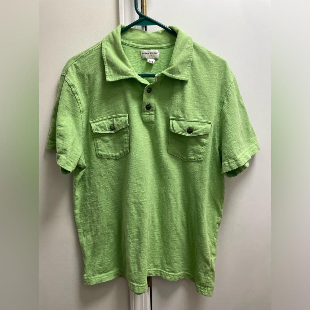 Men’s Banana Republic Green Short Sleeve Polo Style Shirt Size Large